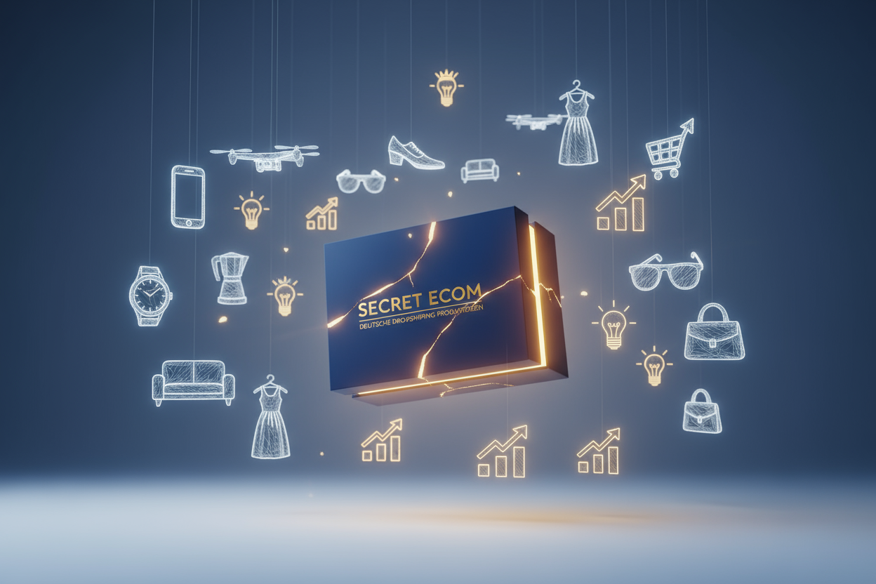 produktbild für das produkt "SECRET ECOM" das regelmäßige produkt ideen bring für dropshipping auf deutsch